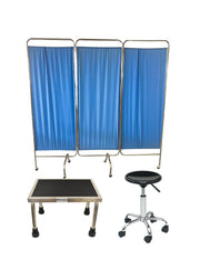 Pack Biombo Clínico 3 Cuerpos + Escabel + Piso Clínico