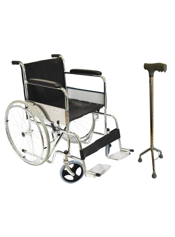 Pack Silla De Rueda Standard Eco + Bastón Ortopédico 3 Patas