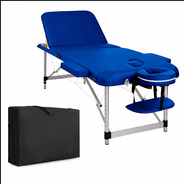 Camilla De Masajes Plegable 3 Cuerpos Deluxe Azul - Ruedas