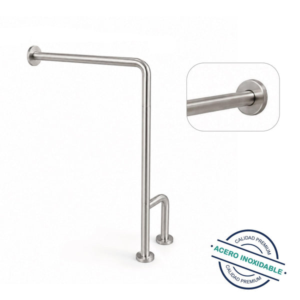 Barra De Seguridad Baño Angular Muro-Piso Doble Izquierda
