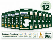 Pack 12 Pañal Aduto Maxcare Premium Talla L - 96 Unidades