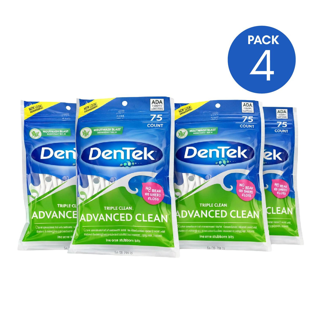 Pack x4 Hilo Dental DenTek Triple Clean 300 Count