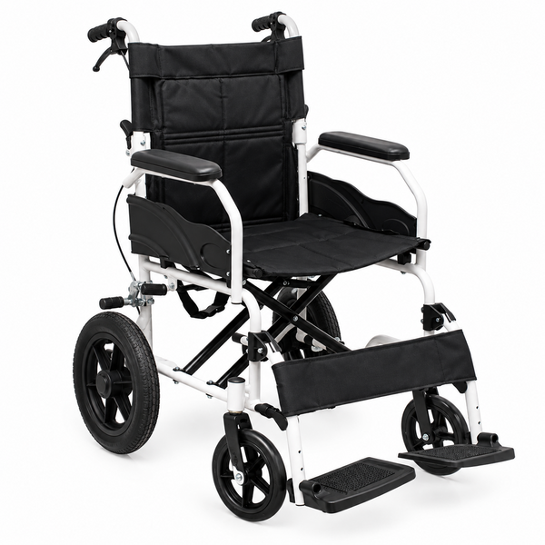 Silla De Ruedas De Transporte Geriatrica Ultra Liviana Gris