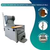 Butaca Clínica Reclinable Soporte Cabeza Portasuero y Mesa