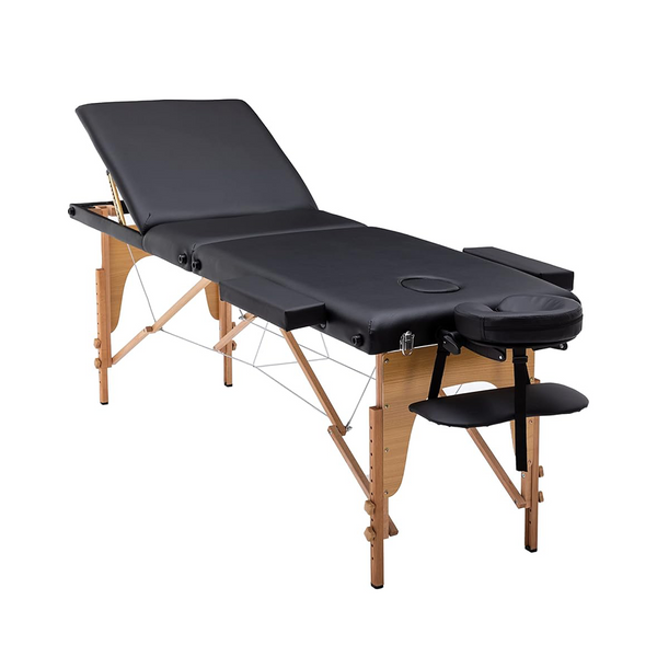 Camilla De Masajes Plegable 3 Cuerpos Deluxe Madera - Negra