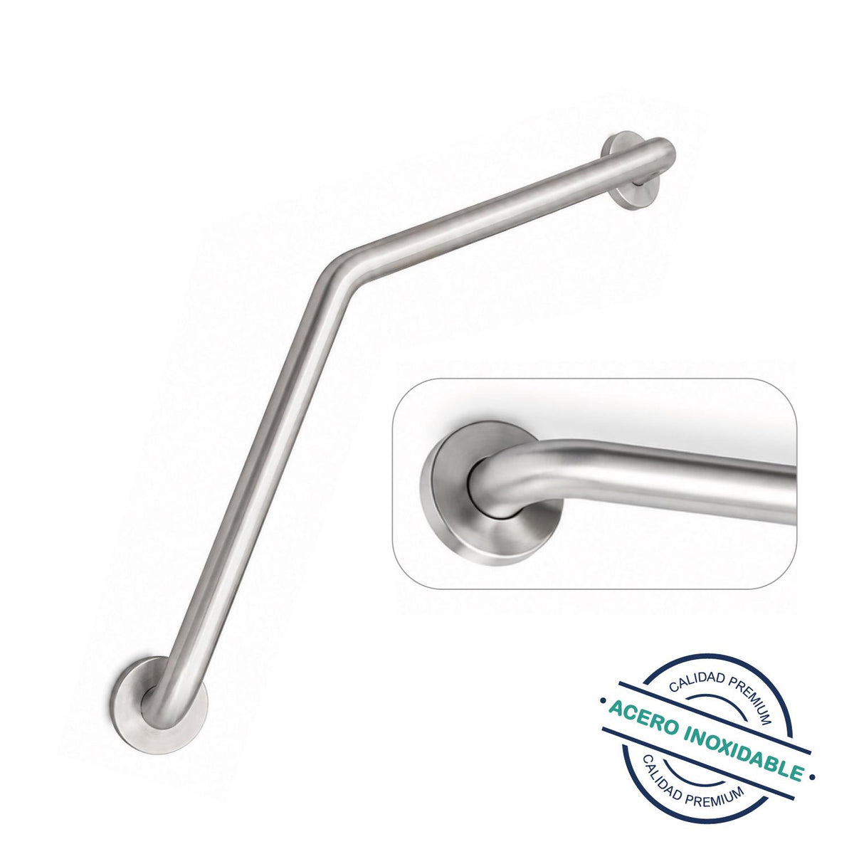 Barra Seguridad Baño Angular Acero Inoxidable 135°