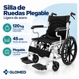Silla de Ruedas Plegable Ligera de Acero