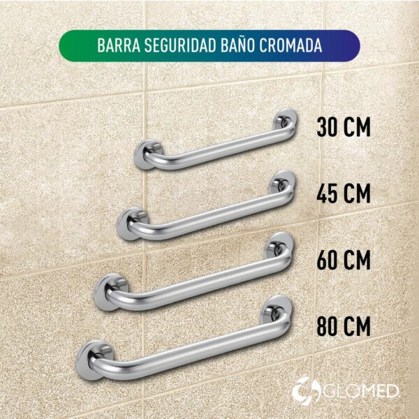 Barra Seguridad Baño Cromado 60 cm - Imagen 2